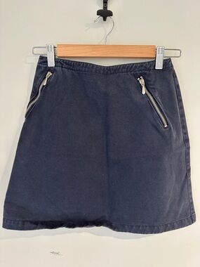 Giorgio Armani Charcoal Black Mini Skirt with Subtle Logo Tab.